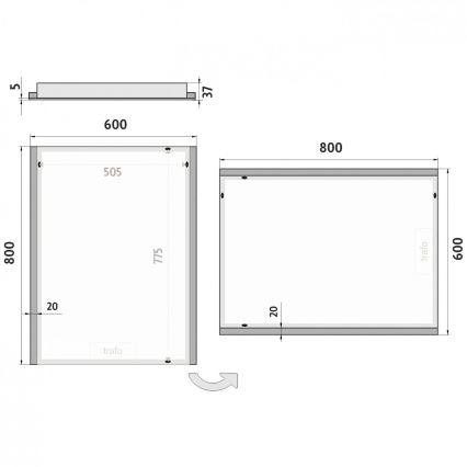 NIMCO ZP 11002 - Specchio da bagno retroilluminato a LED/24W/230V 6500K 80x60 cm IP44