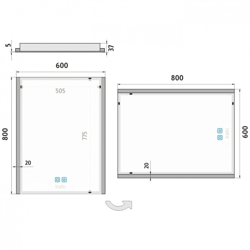 NIMCO ZP 11002VX - Dimmbarer LED-Badezimmerspiegel mit Hintergrundbeleuchtung LED/24W/230V 3000-6500K 80x60 cm IP44
