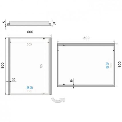 NIMCO ZP 11002VX - LED-dimmbarer, hinterleuchteter Badezimmerspiegel LED/24W/230V 3000-6500K 80x60 cm IP44
