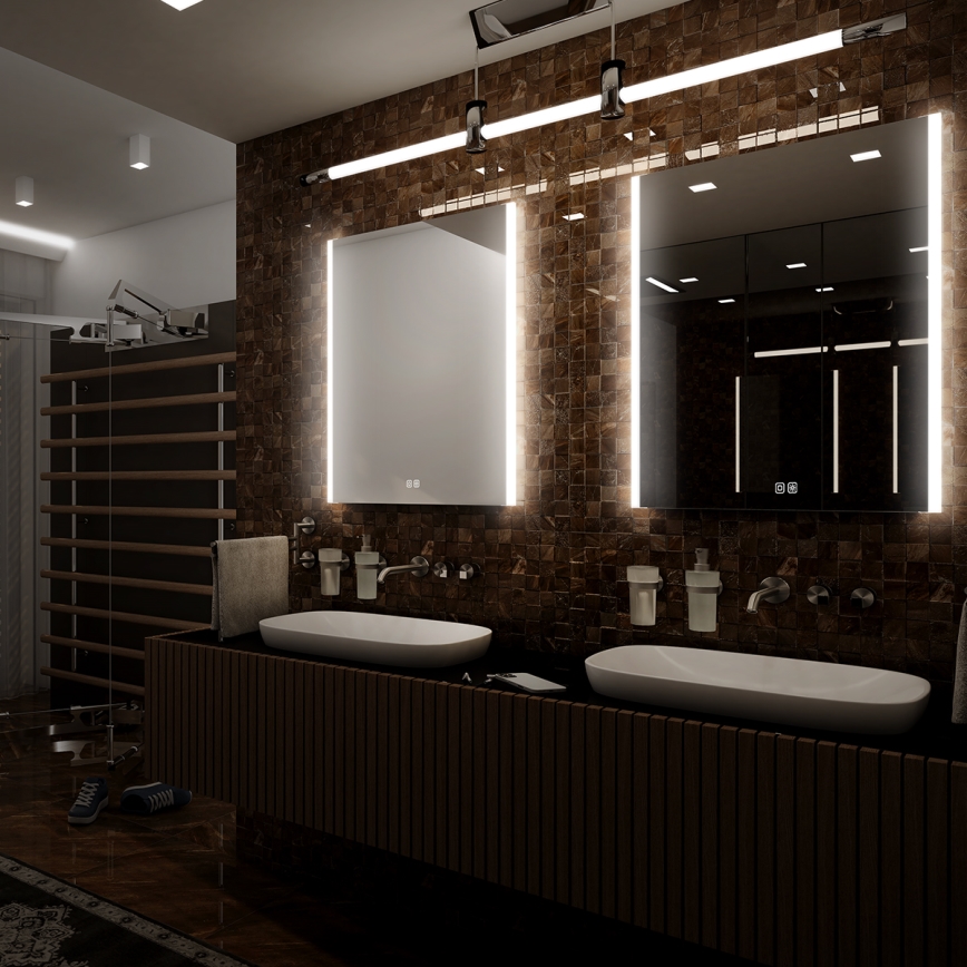 NIMCO ZP 11002VX - Specchio da bagno retroilluminato a LED dimmerabile / 24W / 230V / 3000–6500K / 80×60 cm / IP44