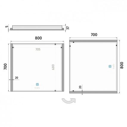 NIMCO ZP 11003V - Dimmbarer LED-Badezimmerspiegel mit Hintergrundbeleuchtung LED/21W/230V 3000-6500K 70x80 cm IP44
