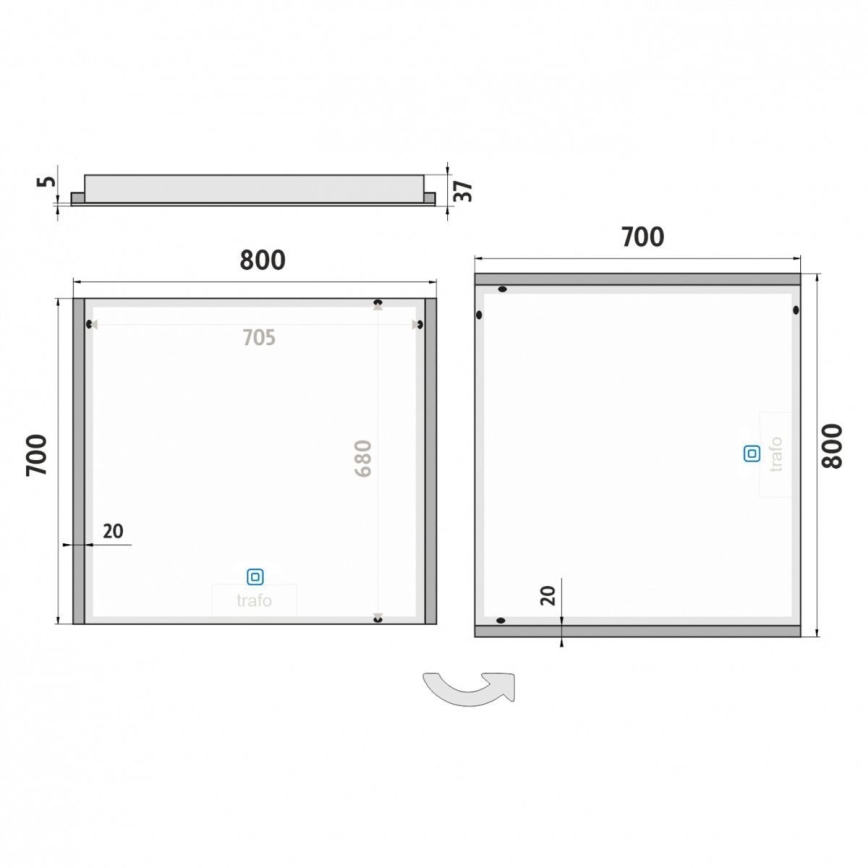 NIMCO ZP 11003V - Specchio da bagno LED dimmerabile con retroilluminazione LED/21W/230V 3000-6500K 70x80 cm IP44