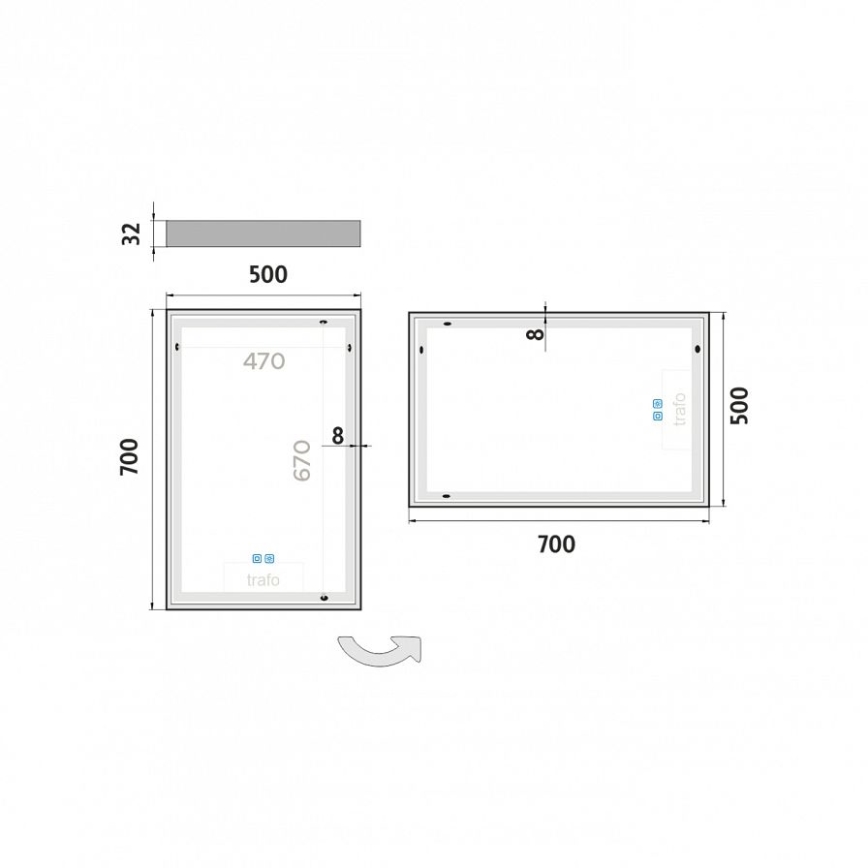 NIMCO ZP 13001VX - Dimmbarer, hinterleuchteter LED-Badezimmerspiegel 35W/230V 3000-6500K 70x50 cm IP44
