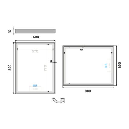 NIMCO ZP 13002VX - Dimmbarer LED-Badezimmerspiegel mit Hintergrundbeleuchtung LED/41W/230V 3000-6500K 80x60 cm IP44