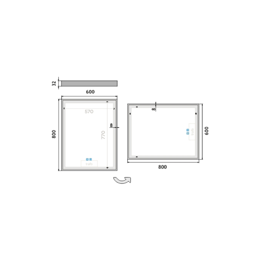 NIMCO ZP 13002VX - Dimmbarer LED-Badezimmerspiegel mit Hintergrundbeleuchtung LED/41W/230V 3000-6500K 80x60 cm IP44