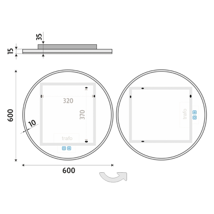 NIMCO ZP 26000RVX - Miroir rétroéclairé de salle de bains à LED dimmable LED/26W/230V 3000-6500K Ø 60 cm IP44