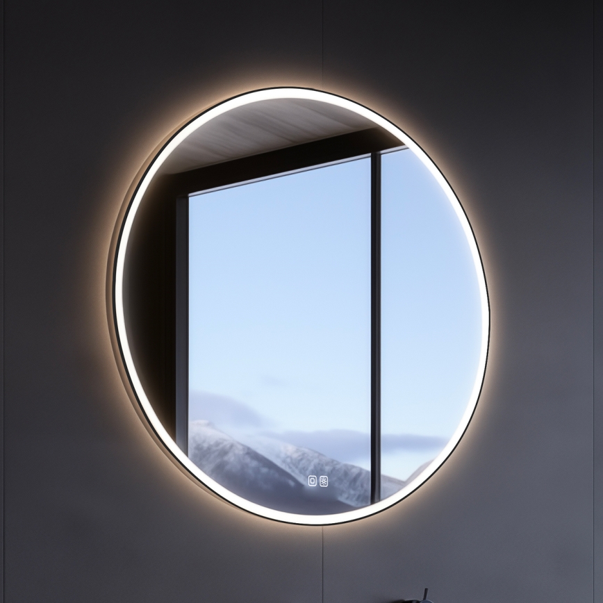 NIMCO ZPC 28000RVX-90 - Dimmbarer LED-Badezimmerspiegel mit Hintergrundbeleuchtung LED/26W/230V 3000-6500K d 60 cm matt schwarz IP44