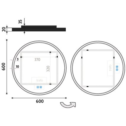 NIMCO ZPC 28000RVX-90 - Dimmbarer LED-Badezimmerspiegel mit Hintergrundbeleuchtung LED/26W/230V 3000-6500K d 60 cm matt schwarz IP44