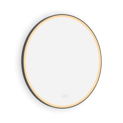 NIMCO ZPC 28000RVX-90 - Miroir LED rétroéclairé dimmable pour salle de bains / 26W / 230V / 3000-6500K / Ø 60 cm / noir mat / IP44