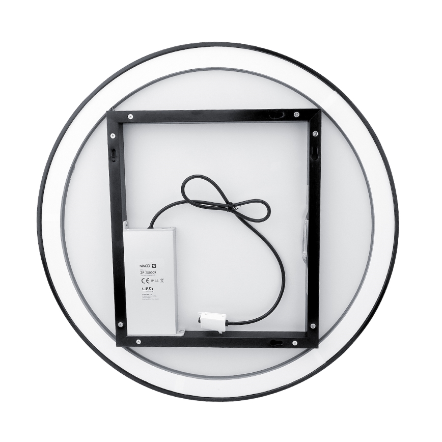 NIMCO ZPC 28001RVX-90 - Dimmbarer LED-Badezimmerspiegel mit Hintergrundbeleuchtung LED/33W/230V 3000-6500K d 70 cm matt schwarz IP44
