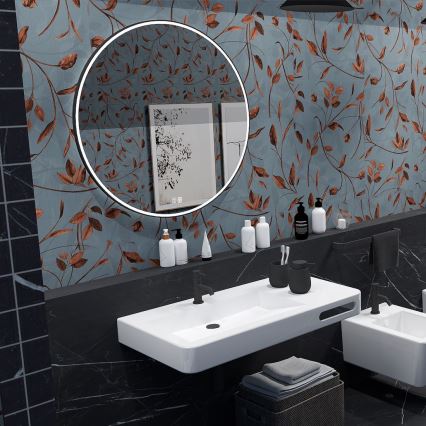 NIMCO ZPC 28001RVX-90 - Dimmbarer, hinterleuchteter Badezimmerspiegel LED/33 W/230 V 3000-6500 K Durchmesser 70 cm matt schwarz IP44