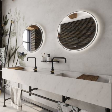 NIMCO ZPC 28001RVX-90 - Dimmbarer, hinterleuchteter Badezimmerspiegel LED/33 W/230 V 3000-6500 K Durchmesser 70 cm matt schwarz IP44