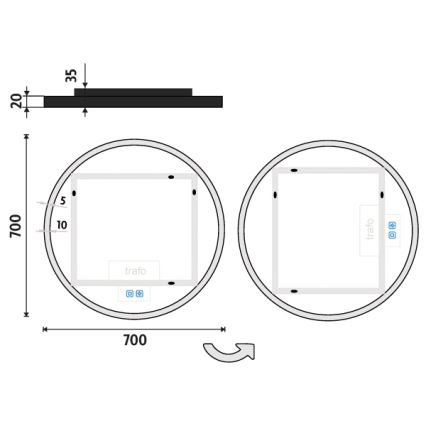 NIMCO ZPC 28001RVX-90 - Dimmbarer, hinterleuchteter Badezimmerspiegel LED/33 W/230 V 3000-6500 K Durchmesser 70 cm matt schwarz IP44
