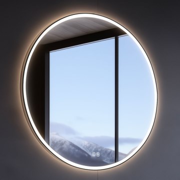 NIMCO ZPC 28001RVX-90 - Specchio da bagno LED dimmerabile con retroilluminazione LED/33W/230V 3000-6500K diametro 70 cm opaco nero IP44