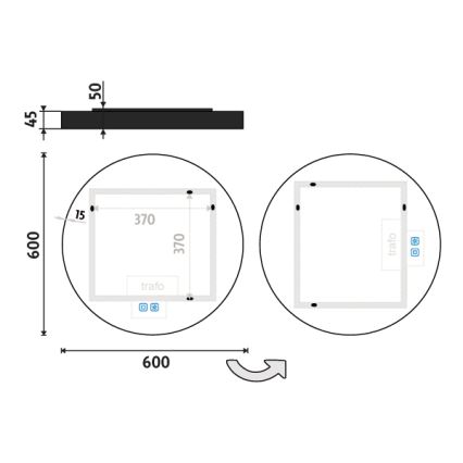 NIMCO ZPC 31000RVX-90 - Dimmbarer LED-Badezimmerspiegel mit Hintergrundbeleuchtung LED/20W/230V 3000-6500K d 60 cm matt schwarz IP44