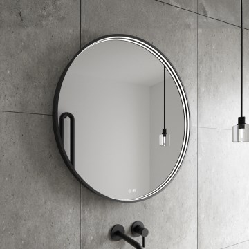 NIMCO ZPC 31000RVX-90 - Miroir rétro-éclairé à intensité variable salle de bain LED/20W/230V 3000-6500K d. 60 cm mat noir IP44