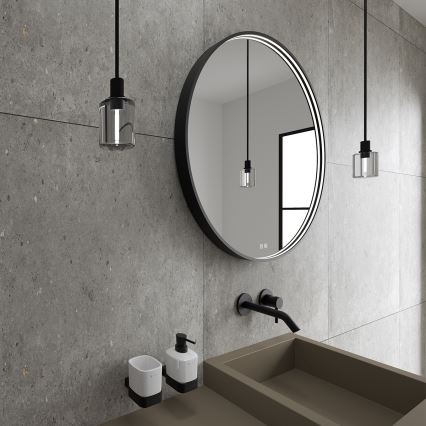 NIMCO ZPC 31000RVX-90 - Specchio da bagno LED dimmerabile con retroilluminazione LED/20W/230V 3000-6500K diametro 60 cm opaco nero IP44