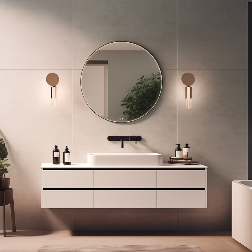 NIMCO ZPC 31000RVX-90 - Specchio da bagno LED dimmerabile con retroilluminazione LED/20W/230V 3000-6500K diametro 60 cm opaco nero IP44