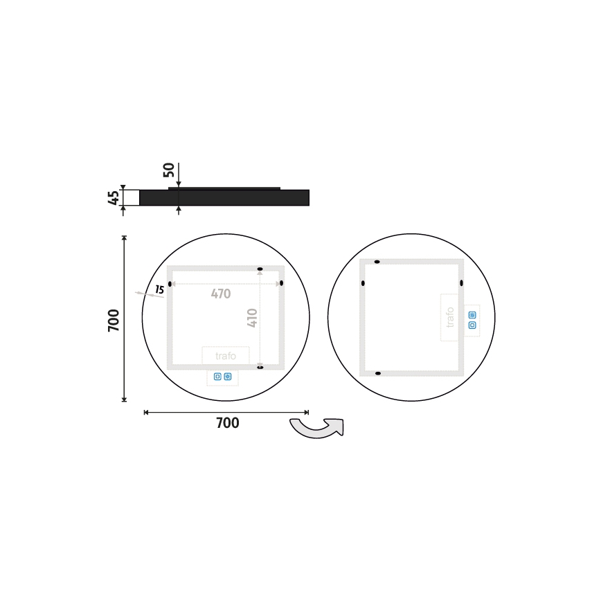 NIMCO ZPC 31001RVX-90 - Dimmbarer LED-Badezimmerspiegel mit Hintergrundbeleuchtung LED/22W/230V 3000-6500K d 70 cm matt schwarz IP44