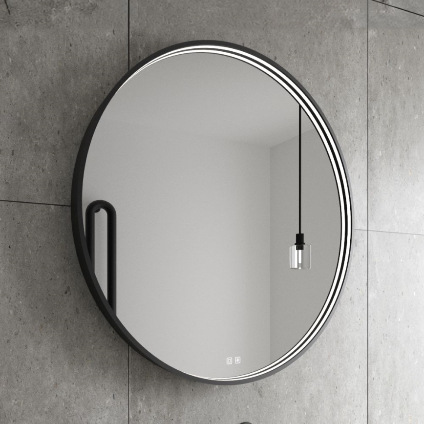 NIMCO ZPC 31001RVX-90 - LED-dimmbarer, hinterleuchteter Badezimmerspiegel LED/22W/230V 3000-6500K Ø 70 cm matt schwarz IP44