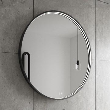 NIMCO ZPC 31001RVX-90 - Specchio da bagno LED dimmerabile con retroilluminazione LED/22W/230V 3000-6500K diametro 70 cm opaco nero IP44