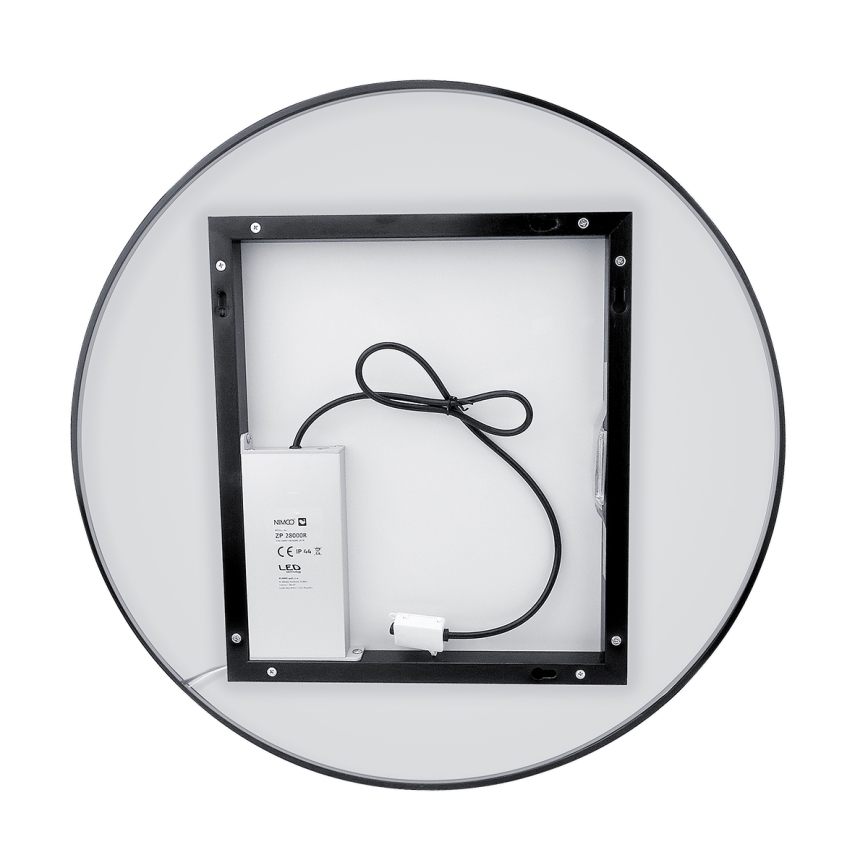 NIMCO ZPC 31002RVX-90 - Dimmbarer LED-Badezimmerspiegel mit Hintergrundbeleuchtung LED/26W/230V 3000-6500K d 80 cm matt schwarz IP44