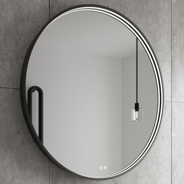 NIMCO ZPC 31002RVX-90 - Specchio da bagno LED dimmerabile con retroilluminazione LED/26W/230V 3000-6500K diametro 80 cm opaco nero IP44