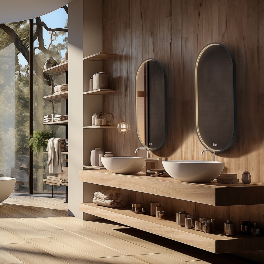 NIMCO ZPC 32002LVX-90 - LED dimmbarer, hinterleuchteter Badezimmerspiegel LED/25W/230V 3000-6500K 80x40 cm matt schwarz IP44