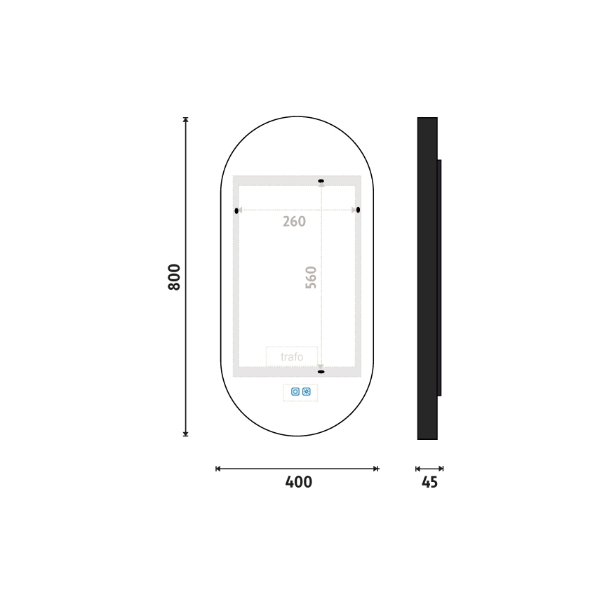 NIMCO ZPC 32002LVX-90 - Miroir LED rétroéclairé dimmable pour salle de bains LED/25W/230V 3000-6500K 80x40 cm noir mat IP44