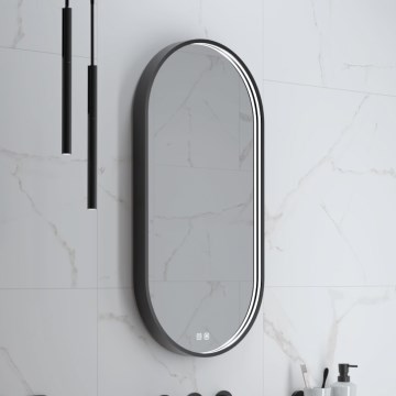 NIMCO ZPC 32002LVX-90 - Specchio da bagno LED dimmerabile con retroilluminazione LED/25W/230V 3000-6500K 80x40 cm opaco nero  IP44