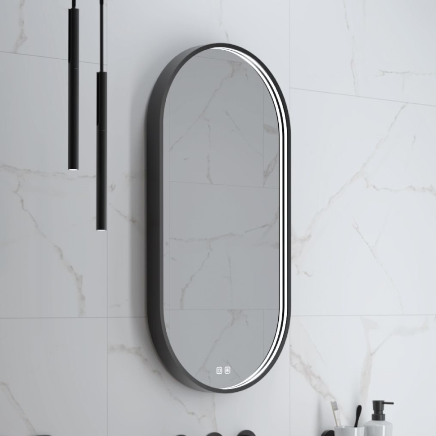 NIMCO ZPC 32002LVX-90 - Specchio da bagno LED dimmerabile con retroilluminazione LED/25W/230V 3000-6500K 80x40 cm opaco nero  IP44