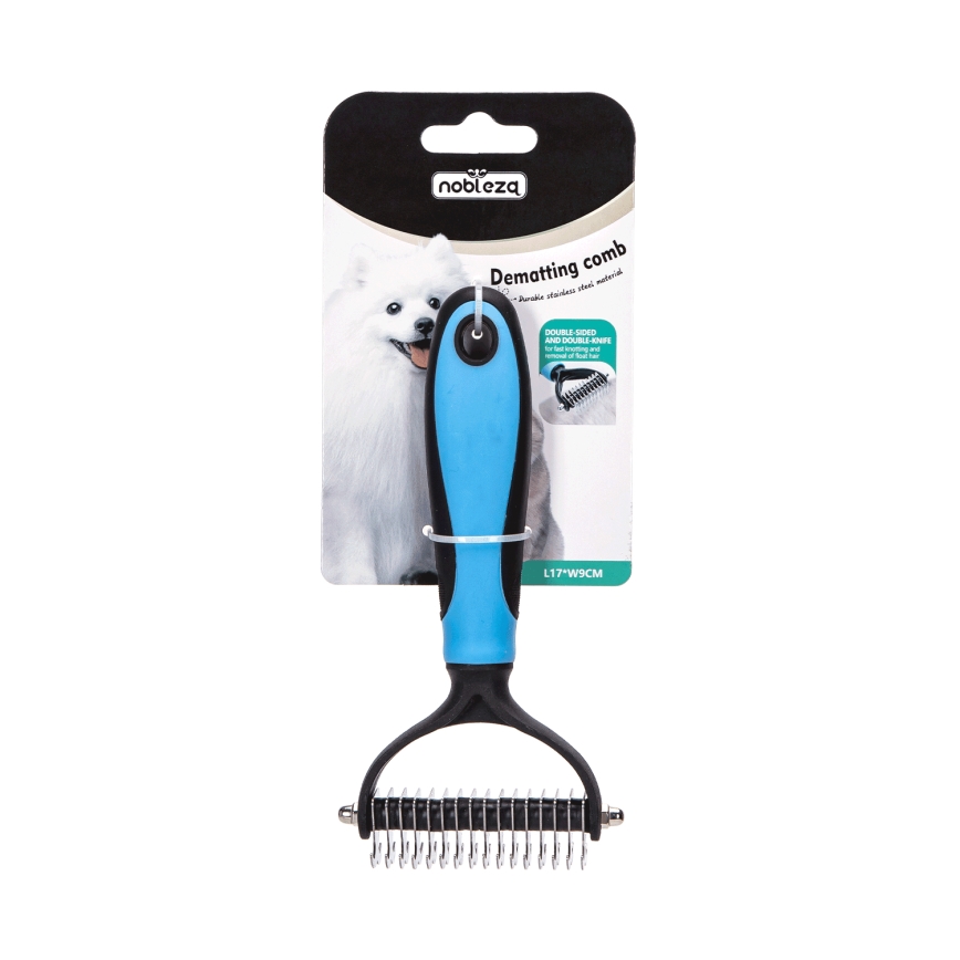 Nobleza - Pettine per cani e gatti blu 9 cm
