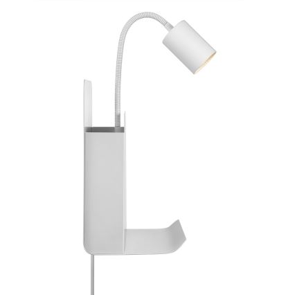 Nordlux - Faretto da parete con mensola e USB ROOMI 1xGU10/8W/230V bianco
