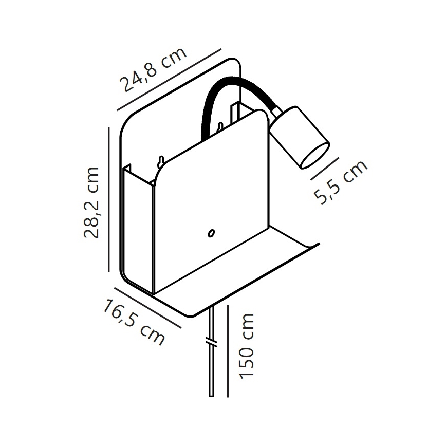 Nordlux - Faretto da parete con mensola e USB ROOMI 1xGU10/8W/230V bianco