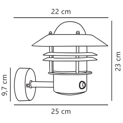 Nordlux - Applique da esterno con sensore BLOKHUS 1xE27/60W/230V IP54