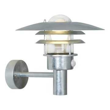 Nordlux - Applique da esterno con sensore LONSTRUP 1xE27/60W/230V IP44 argento