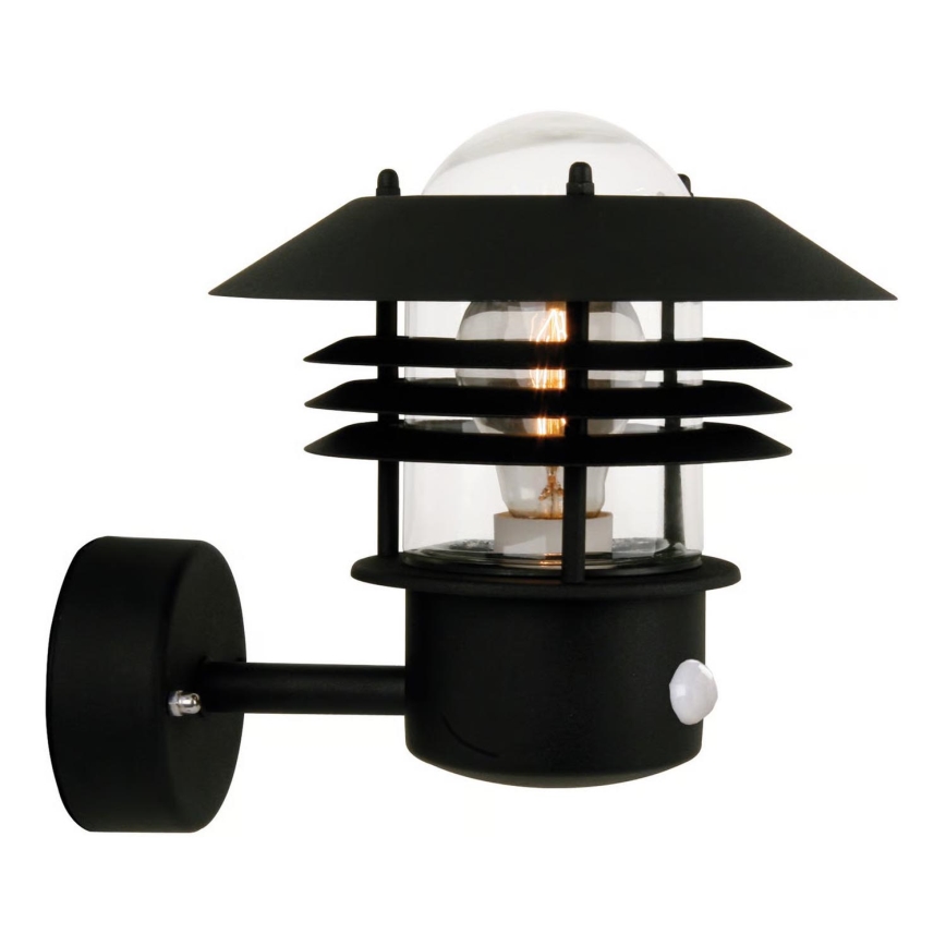 Nordlux - Applique da esterno con sensore VEJERS 1xE27/60W/230V IP54 nera