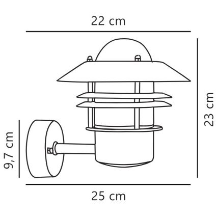 Nordlux - Applique murale extérieure BLOKHUS 1xE27/60W/230V IP54 argent