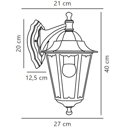 Nordlux - Applique murale extérieure CARDIFF 1xE27/60W/230V IP44