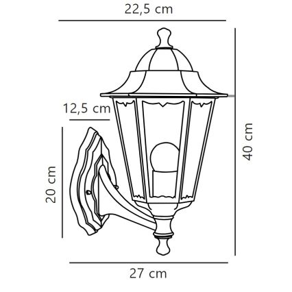 Nordlux - Applique murale extérieure CARDIFF 1xE27/60W/230V IP44