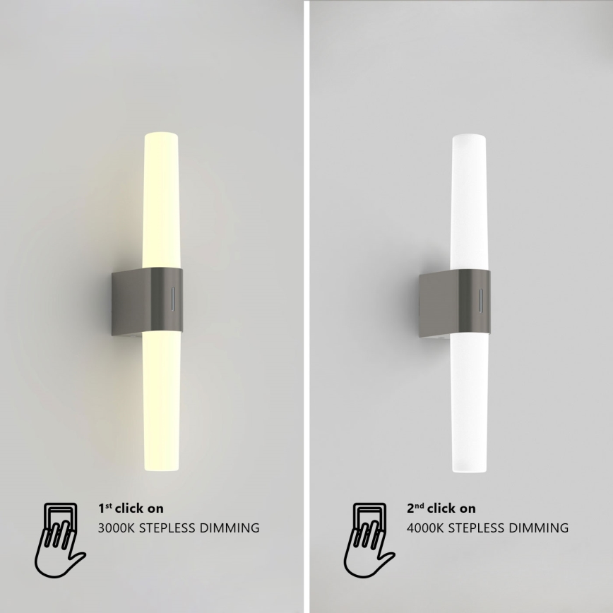 Nordlux - Eclairage de miroir salle de bain à intensité variable HELVA LED/9,5W/230V IP44 3000/4000K CRI 90 chrome mat