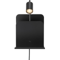 Nordlux - Faretto da parete con mensola e USB ROOMI 1xGU10/8W/230V nero