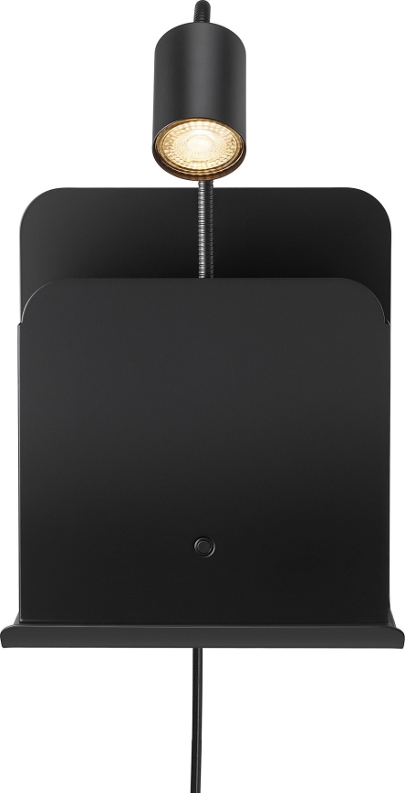 Nordlux - Faretto da parete con mensola e USB ROOMI 1xGU10/8W/230V nero