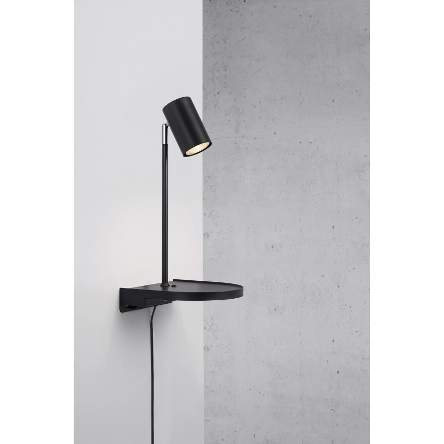 Nordlux - Lampada da parete con mensola CODY 1xGU10/15W/230V nera