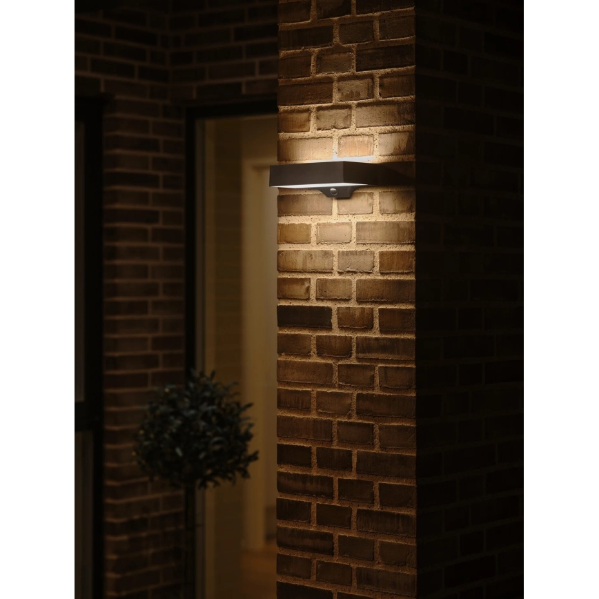 Nordlux - Lampada da parete solare LED con sensore MONAY LED/5W/5V 3000K IP44 2000 mAh nero