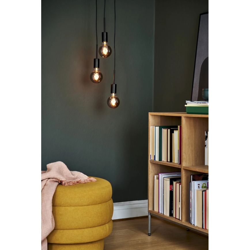 Nordlux - Lampadario a sospensione con cavo PACO 3xE27/25W/230V nero