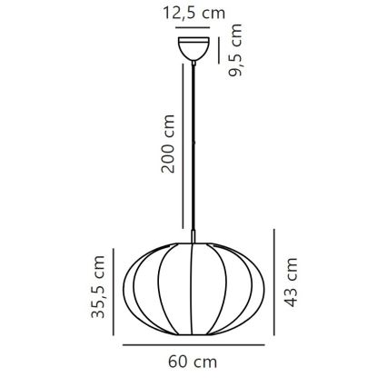 Nordlux - Lampadario a sospensione con filo AERON 1xE27/40W/230V diametro 60 cm