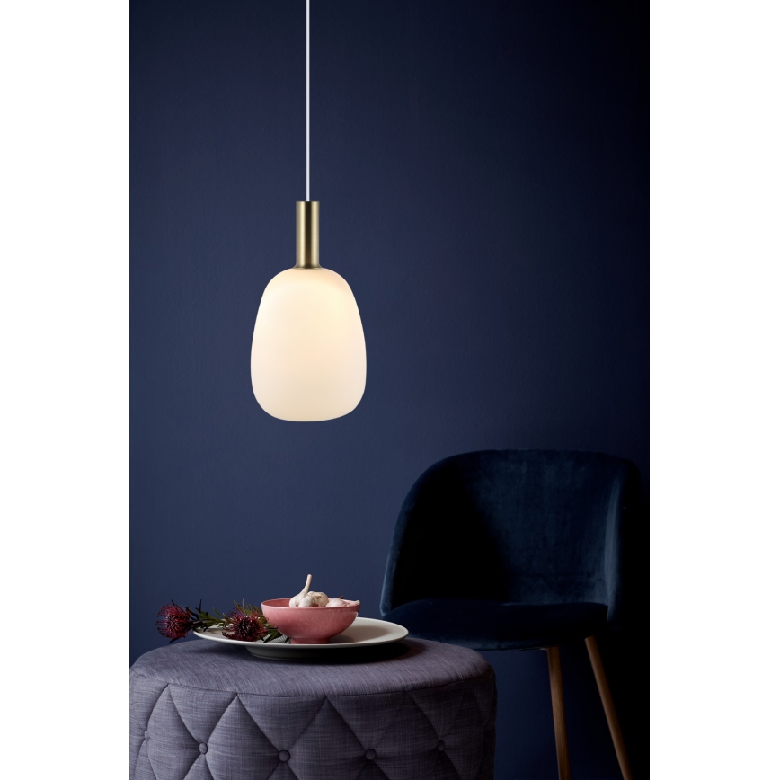 Nordlux - Lampadario a sospensione con filo ALTON 1xE27/60W/230V bianco/nero/ottone