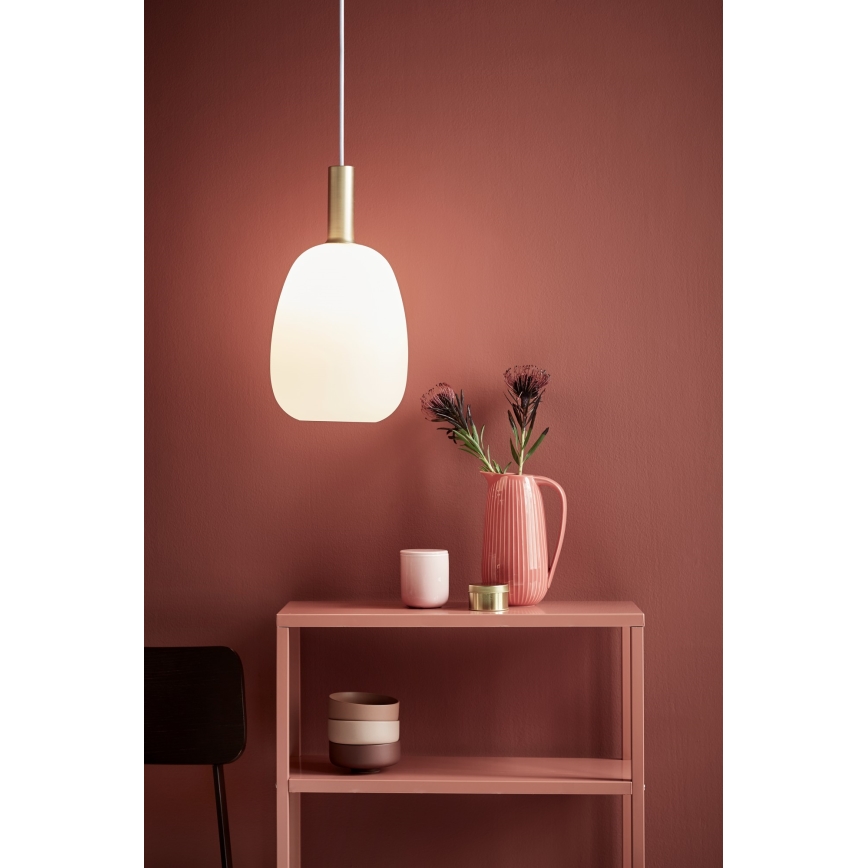 Nordlux - Lampadario a sospensione con filo ALTON 1xE27/60W/230V bianco/nero/ottone