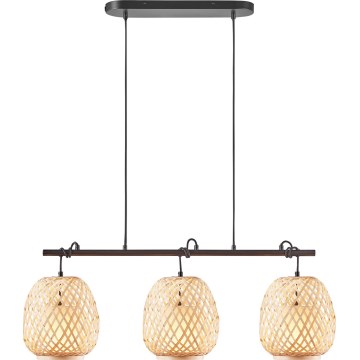 Nordlux - Lampadario a sospensione con filo HISOKA 3xE27/40W/230V nero/bambù